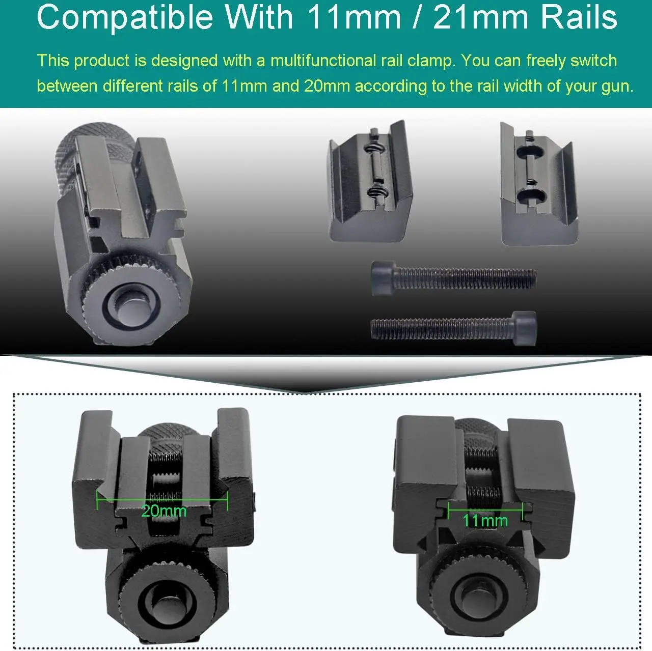 Tactical Red Laser Sight Adjustable 11mm/20mm Picatinny Rail Mount, Hunting Red Dot Laser Pointer Shooting Accessories
