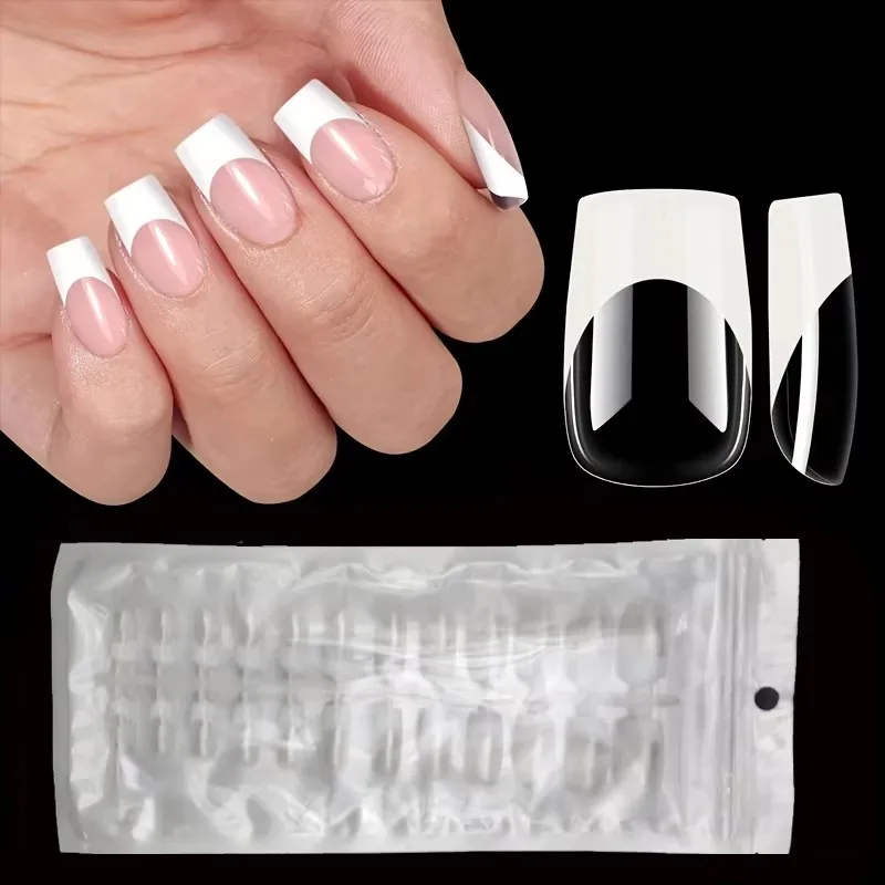 Multi-Color Medium-Length 120-Piece Square-Shaped Press-On Nails, European and American French Style, Cute Ins-Style Detachable Nails