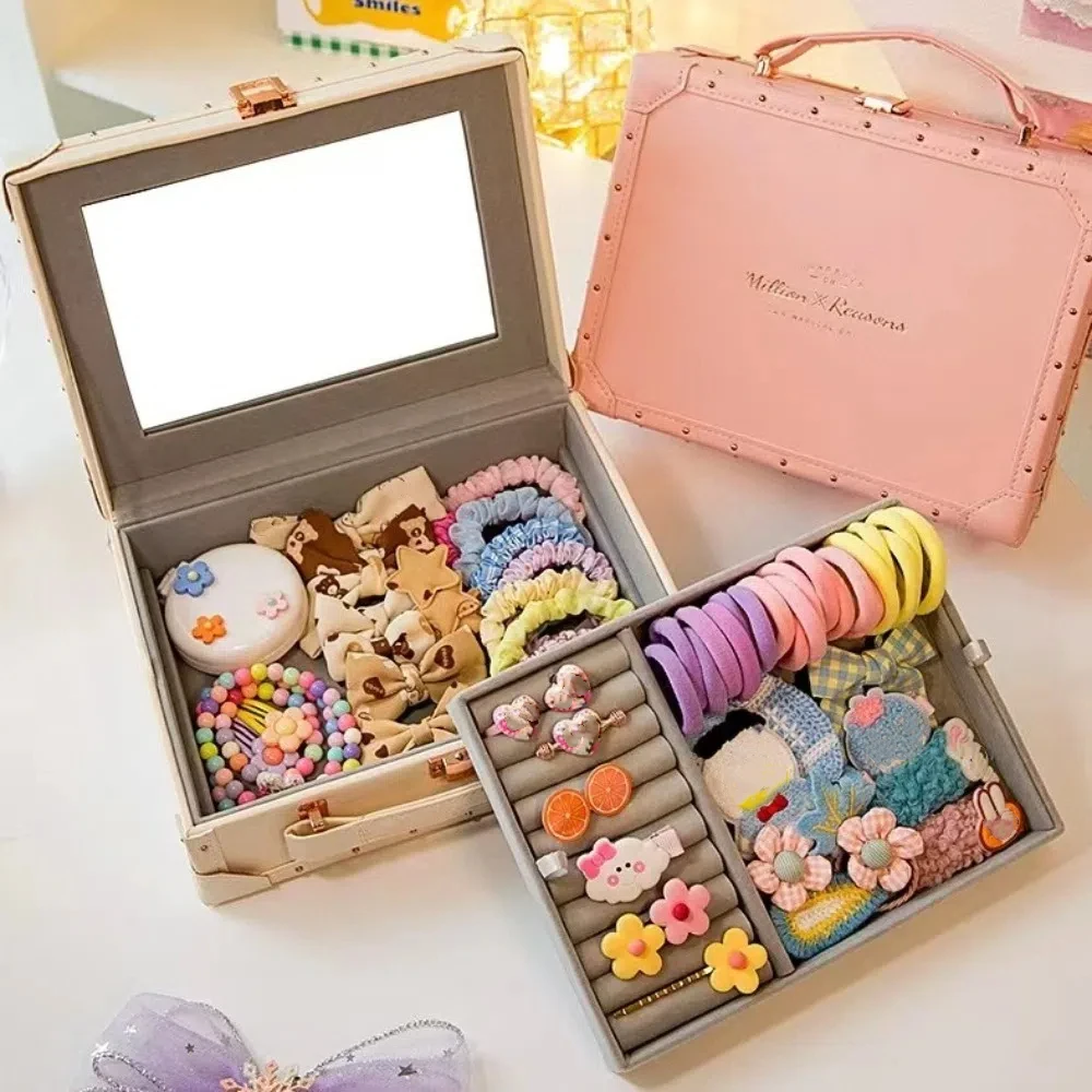 

Double Layer Jewelry Packing Box PU Leather Multi-function Earring Storage Case Headdress Organizer Necklaces Bracelets