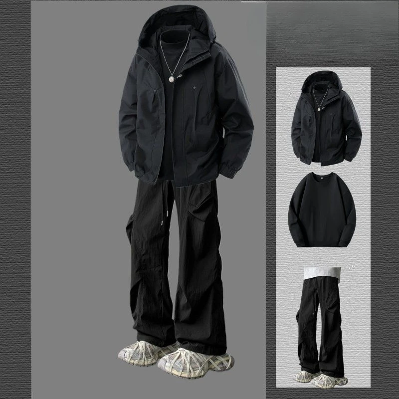 Immagine 4: Set Giacca Invernale da Uomo in Cotone Foderato in Pile, Caldo e Spesso, Outfit Casual Trendy a 3 Pezzi
