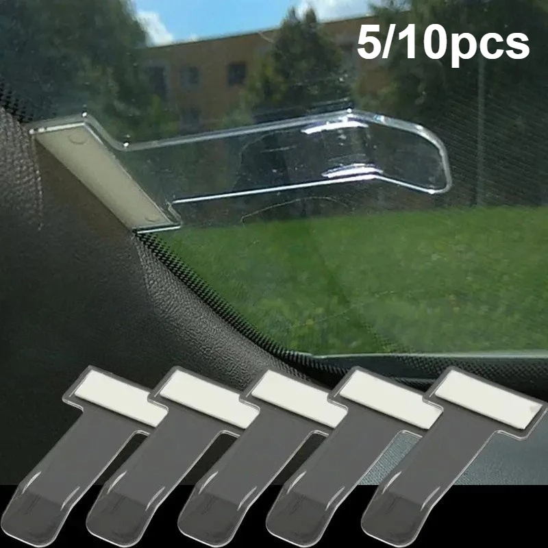 5/10pcs Car Vehicle Parking Ticket Receipt Permit Card Holder Clip Sticker Windscreen Plastic Universal Car Accessories