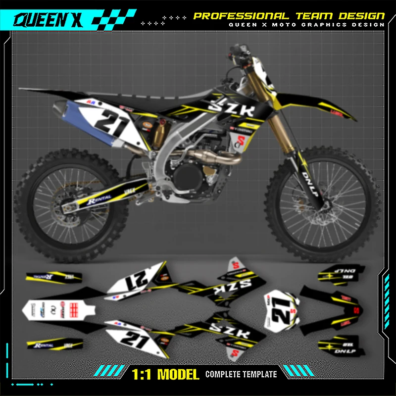 

QUEEN X MOTO Custom Team For SUZUKI 2020 2019 2018 RMZ450 450cc Motorcycle Graphics Background Decal Stickers Kit