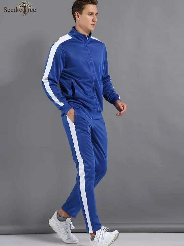 Men's Sports Sets Spring and Autumn Long Sleeve Zipper Jacket Elastic Waist Sports Pants Couple Two Piece Set