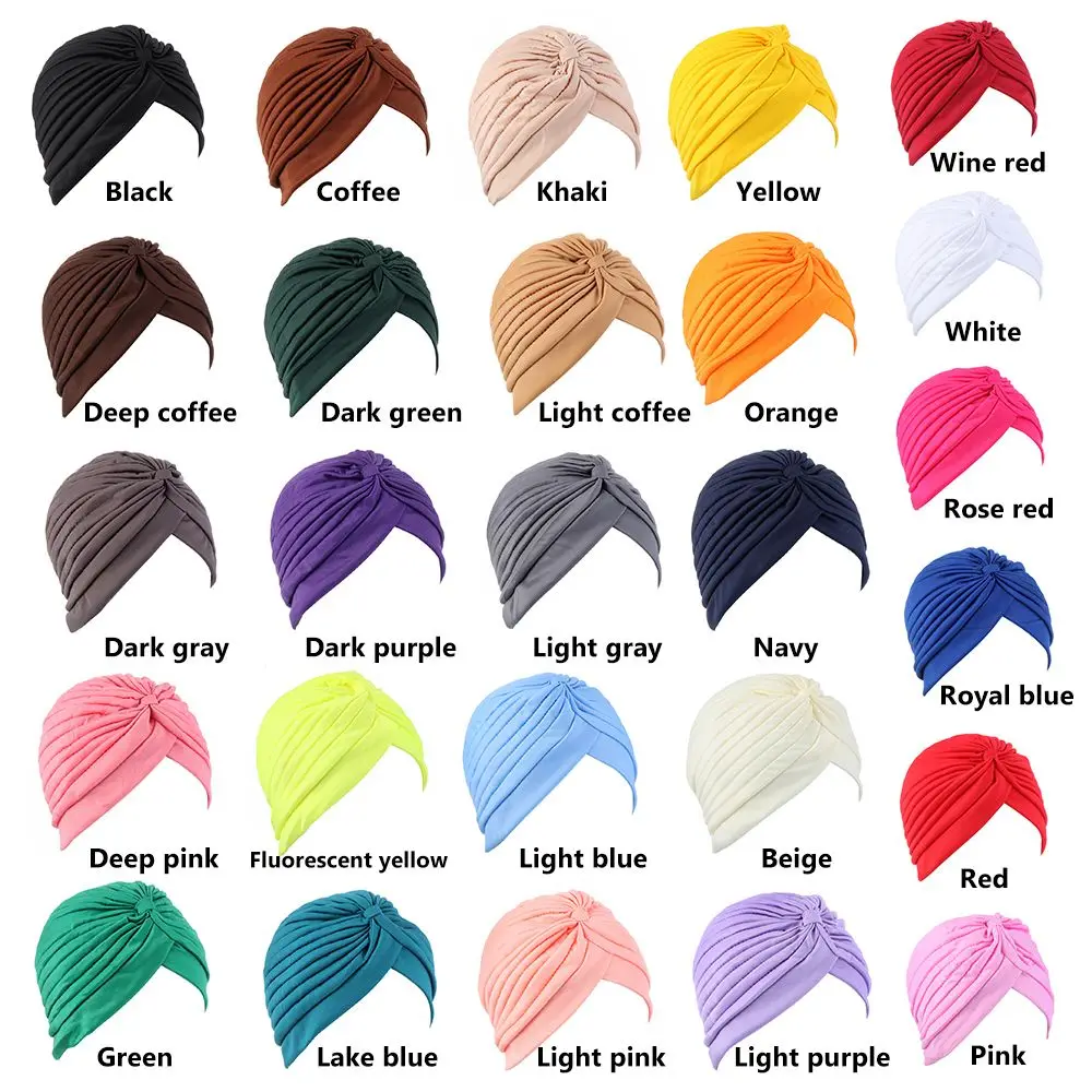 Women Stretchy Turban Muslim Hat New Style Head Wrap Ladies Head Cover Hat Bandana Scarf Hair Loss Chemo Cap Headwraps