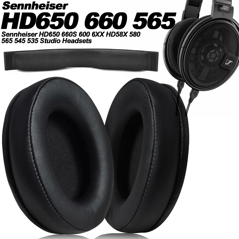 Replacement Foam Ear Pads for Sennheiser HD650, HD660 S, HD600, HD6XX, HD58X, HD580, HD565 Headphones Earpads Protein Leather