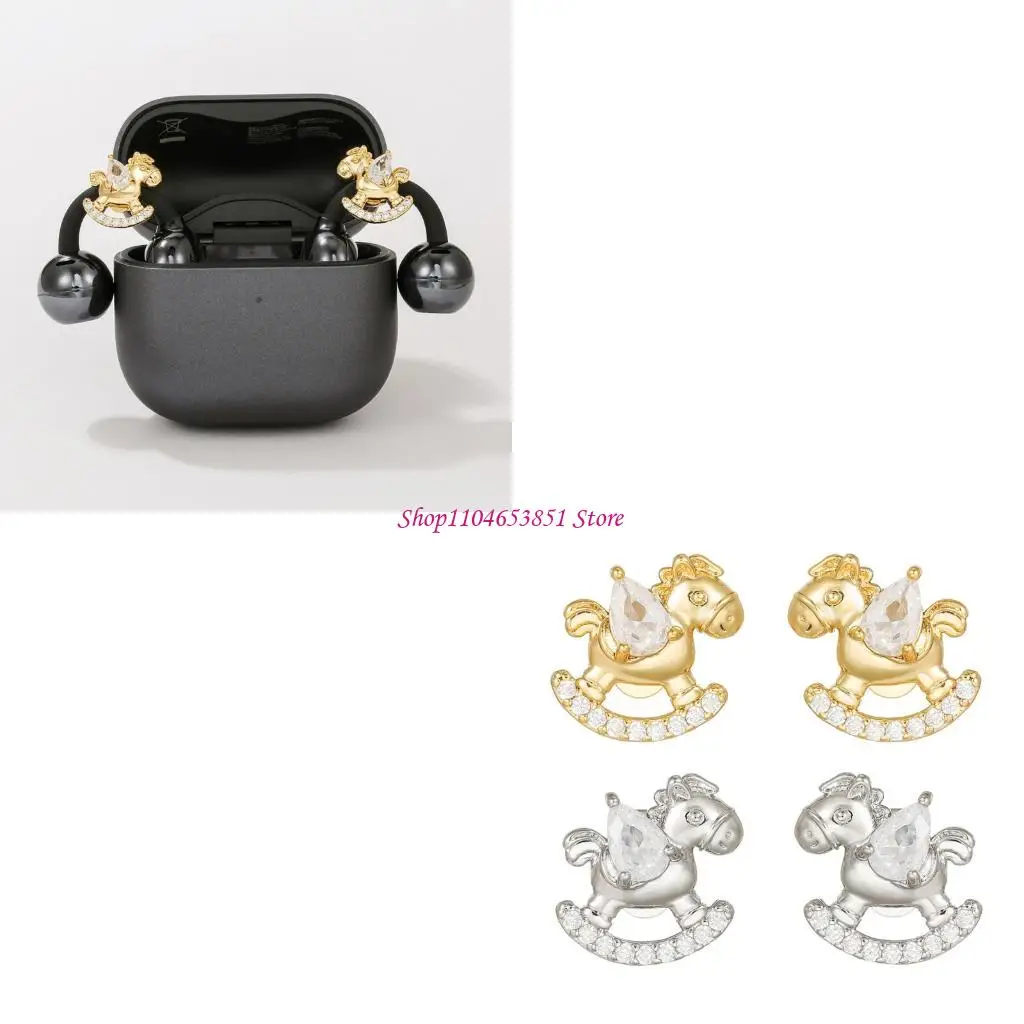 Elegant Horse Shaped Headphone Diamonding Buckles Clip On Attachment For FreeClip 1 2 Coppers Zircons Embellishment