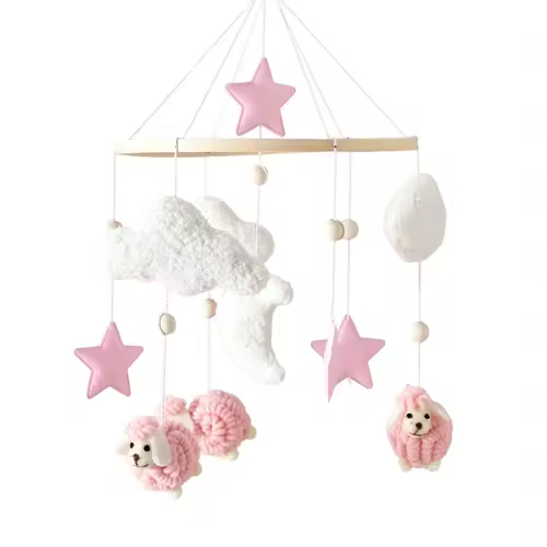 Wooden Crib Mobile Baby Bed Bell Rattle Toy Soft Felt Cartoon Bear Mobile bracket Newborn Music Box Bed Bell Hanging Bracket Toy - Image 32
