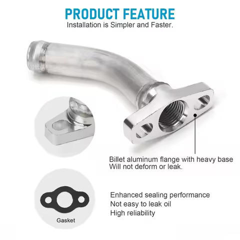 Aluminium Alloy 45 Degree Turbo Oil Drain/Return Pipe Kit For GT25R/GT28R/GT30R/GT35R Turbochargers Flange Ball Bearings