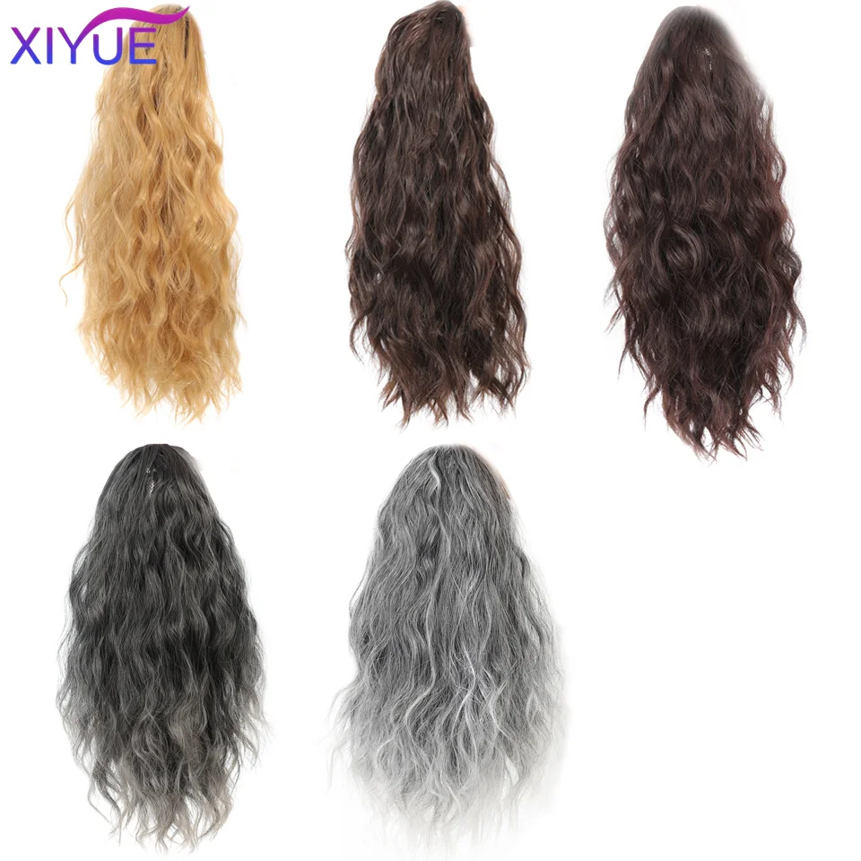 XIYUE Long Curly Drawstring Ponytail Synthetic Ponytails for Women Black Blonde Red Ponytail Clip in Hair Extensions for Daily C