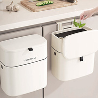 New 10L Wall Mounted Hanging Trash Bin For Kitchens Cabinet Door With Lid Kitchen Trash Bins Garbage Can Counter Bins Trash Can