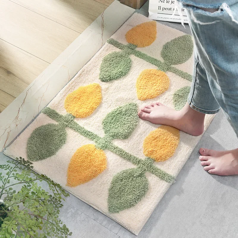 High Quality Bath Mat Simple Style Flocking Bathroom Non-slip Mat Bathroom Door Mat Microfiber Bathroom Carpet