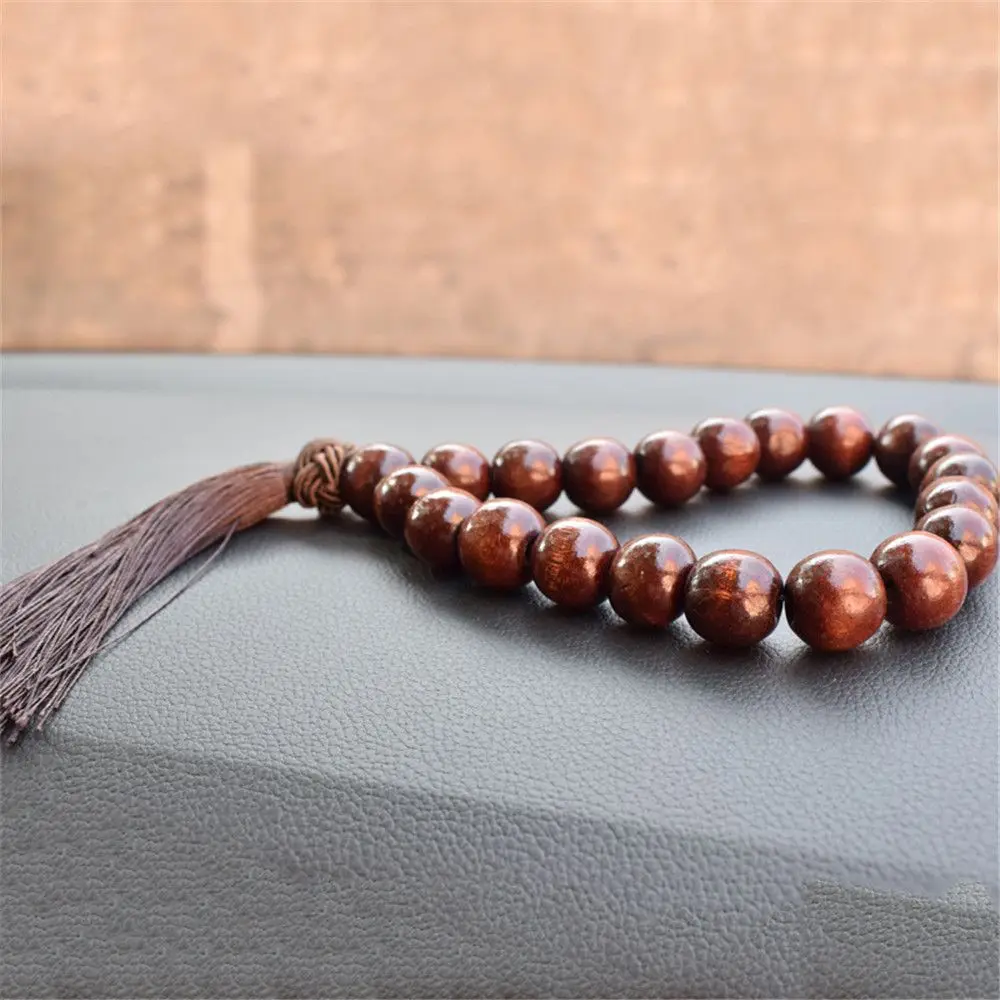 Rearview Mirror Auto Prayer Blessings And Safety Bead Pendant Hanging Ornament Wood For Car