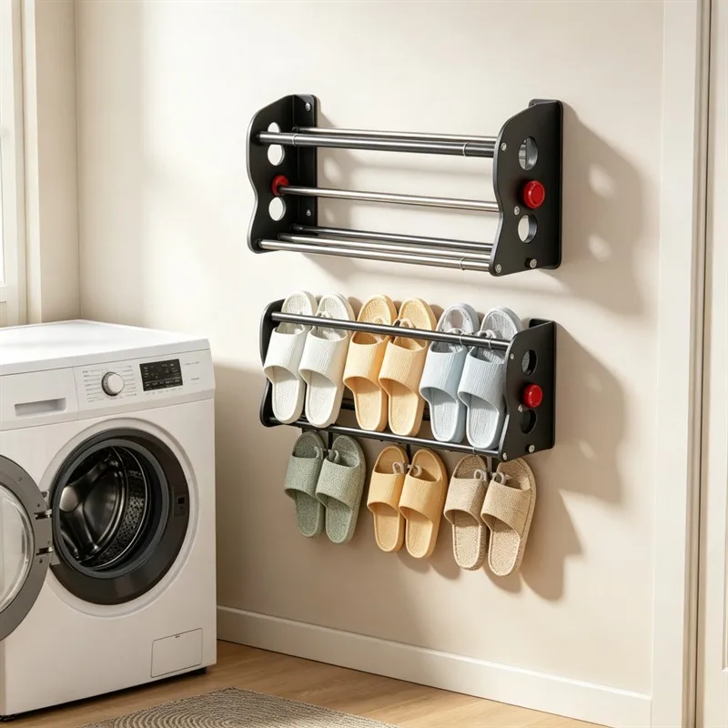 Magnetic Shoe Rack Expandable Double Layer Door Mounted Slippers Organizer Sneakers Storage Space Saving Home Art Entryway Rack