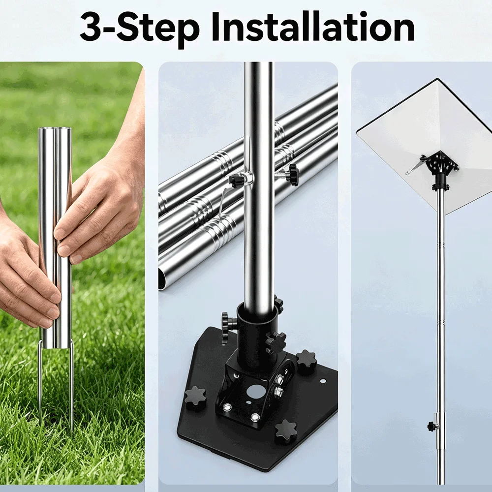 Starlink Gen 3 Mount,Ground Plug-in Kit with Aluminum Adapter,160° Adjustable Angle, for Standard 4/ Standard 4X/Enterprise Dish