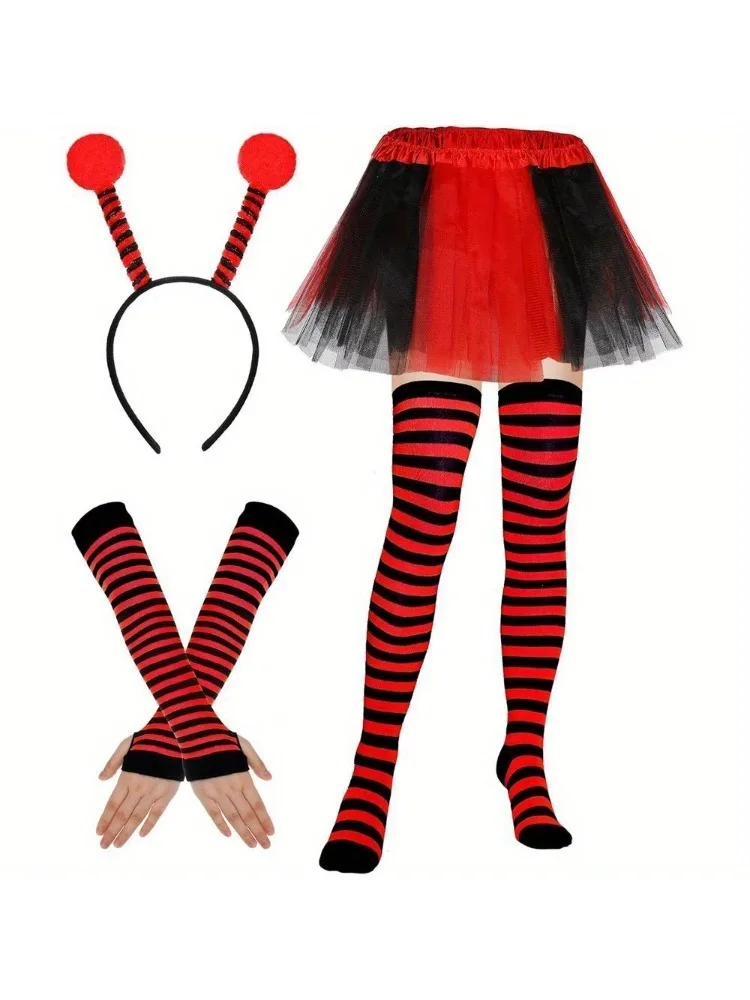 

A bee costume set Antenna headband tutu Bee stripe leg warmers knee high stockings Long gloves Halloween costume party