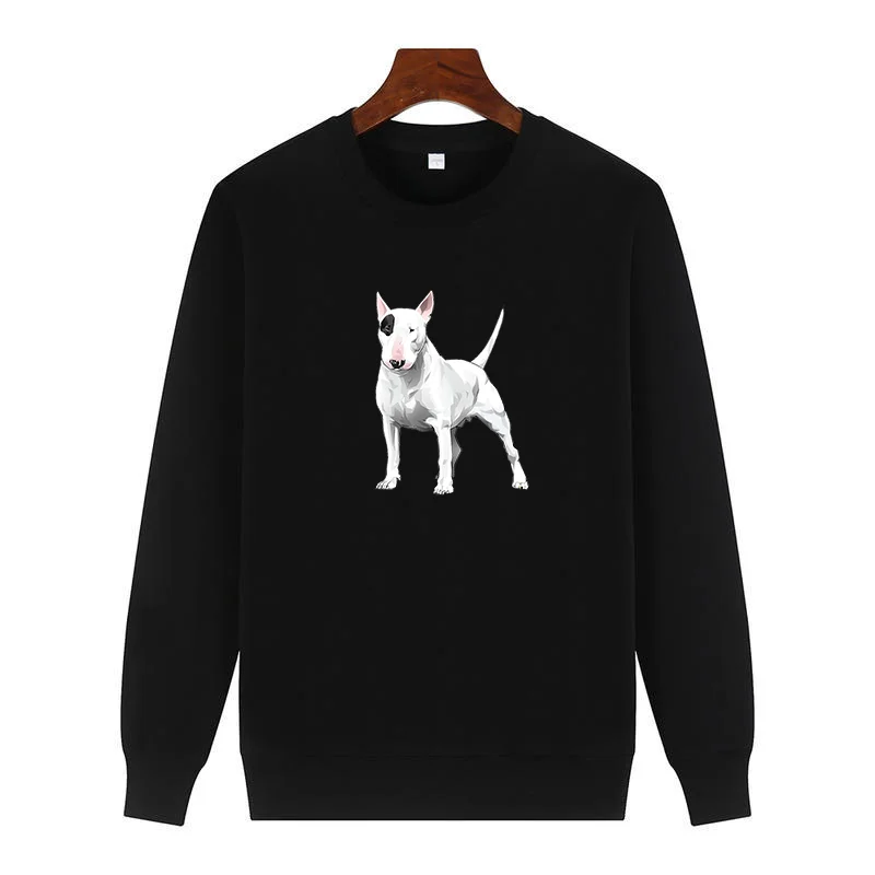 English Bull Terrier Design graphic sweatshirts cotton winter thick sweater hoodie Round neck and velvet hoodie Men's sportswear