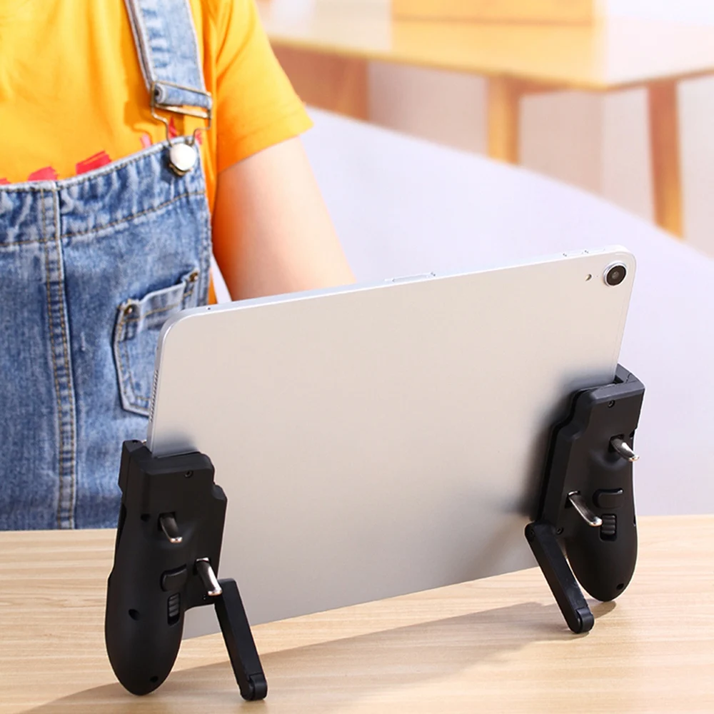 Quality for PUBG Controller Six Finger Pubg Mobile Trigger Gamepad Grip L R Fire Aim Button Joystick for Ipad Tablet FPS Handle