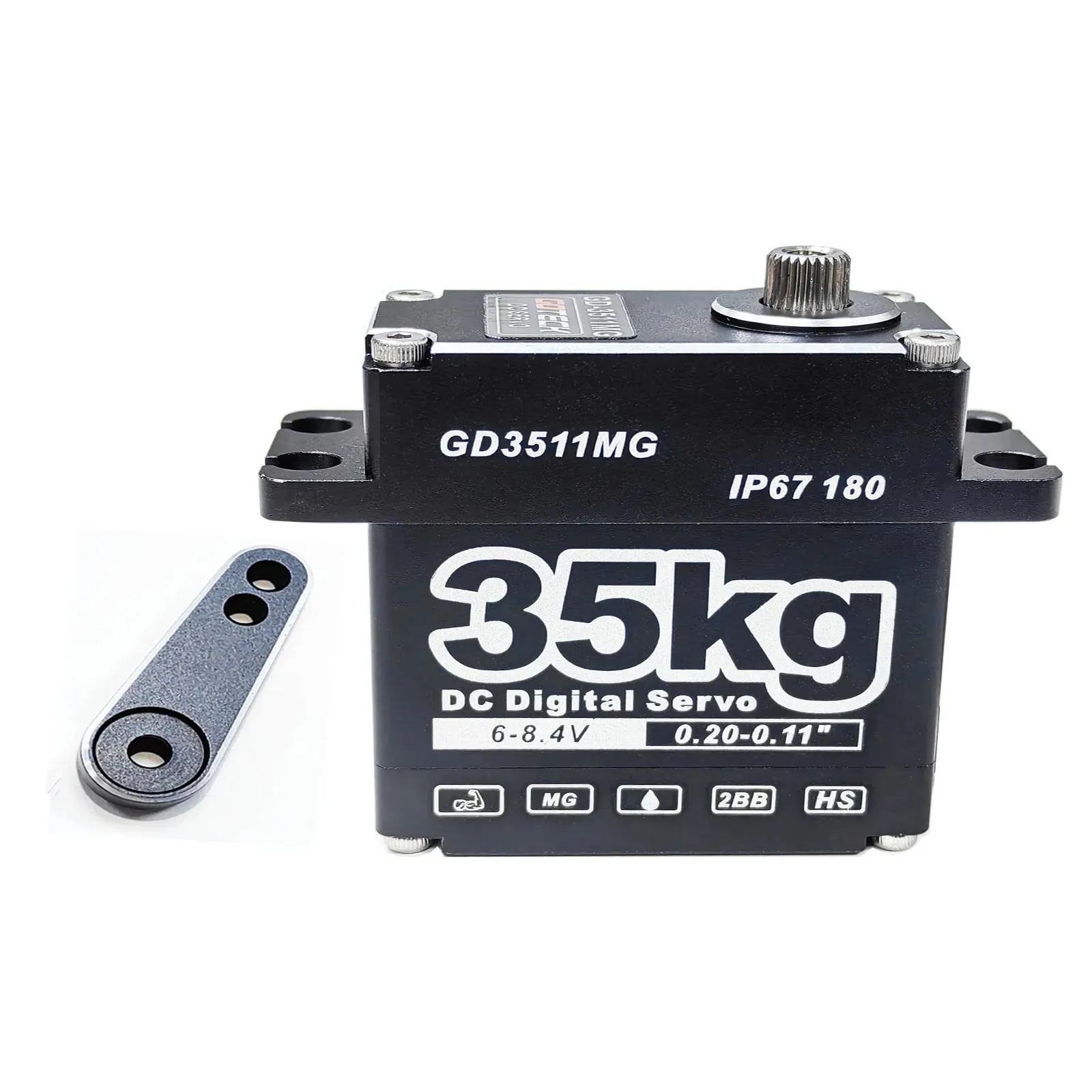 

GOTECK 35KG Full Aluminum Case Digital Servo, Large Torque 8.4V Full Metal Gear Digital servos IP67 Waterproof Steering Servo