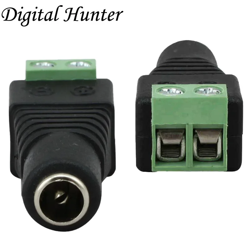 2PC 5.5mm x 2.1mm Male CCTV LED DC Power Plug Jack Adapter