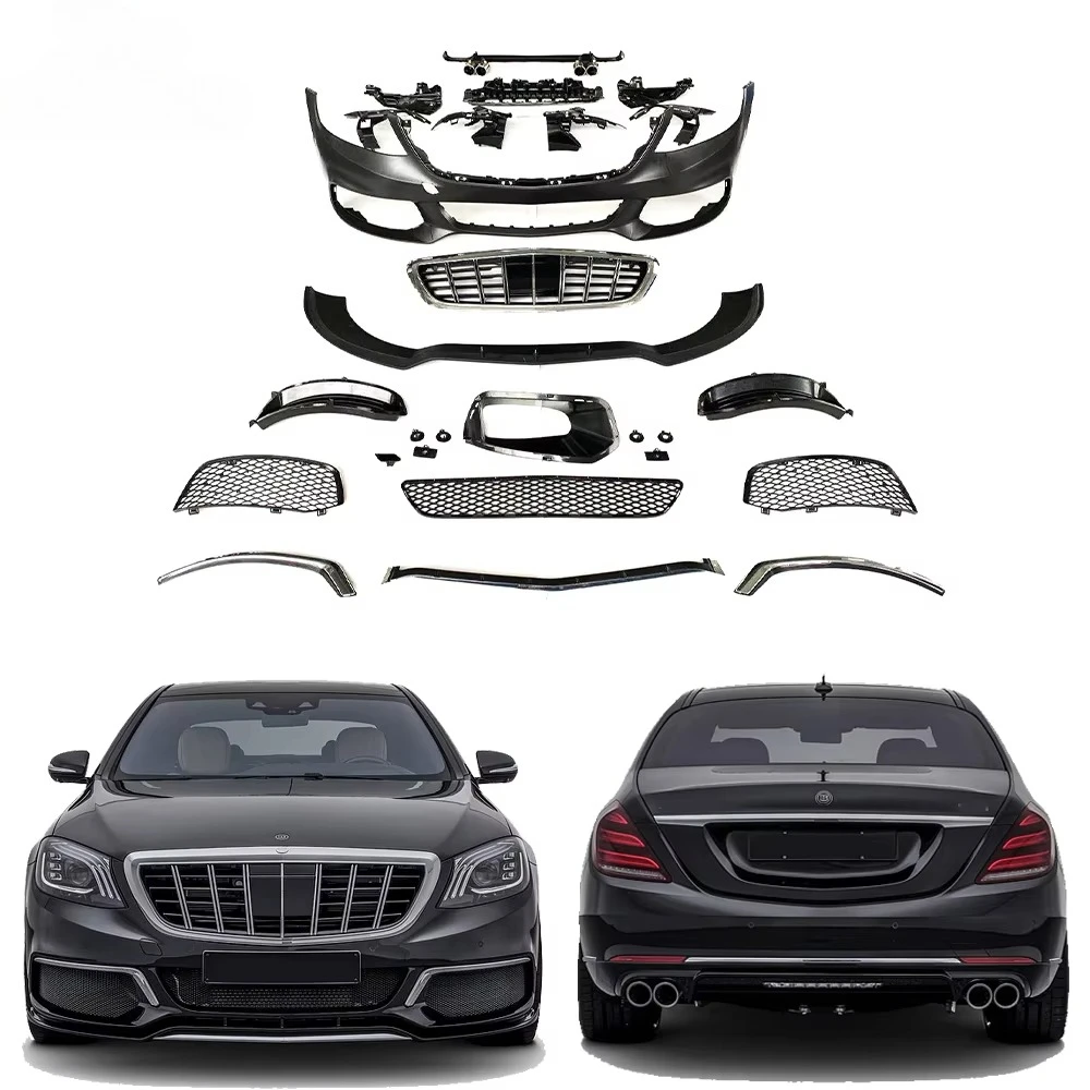 For S Class W222 KO B900 Style Body Kit 2018Y~2020Y New Facelift Kit Upgrade Set Front Bumper Front Lip Rear Diffuser Exhaust Ti