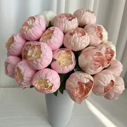 10 Heads Big Bud Silk Peony Artificial Flower Peony Bridal Bouquet Outdoor Wedding Decor Home Fake Flower Valentine's Day Gift