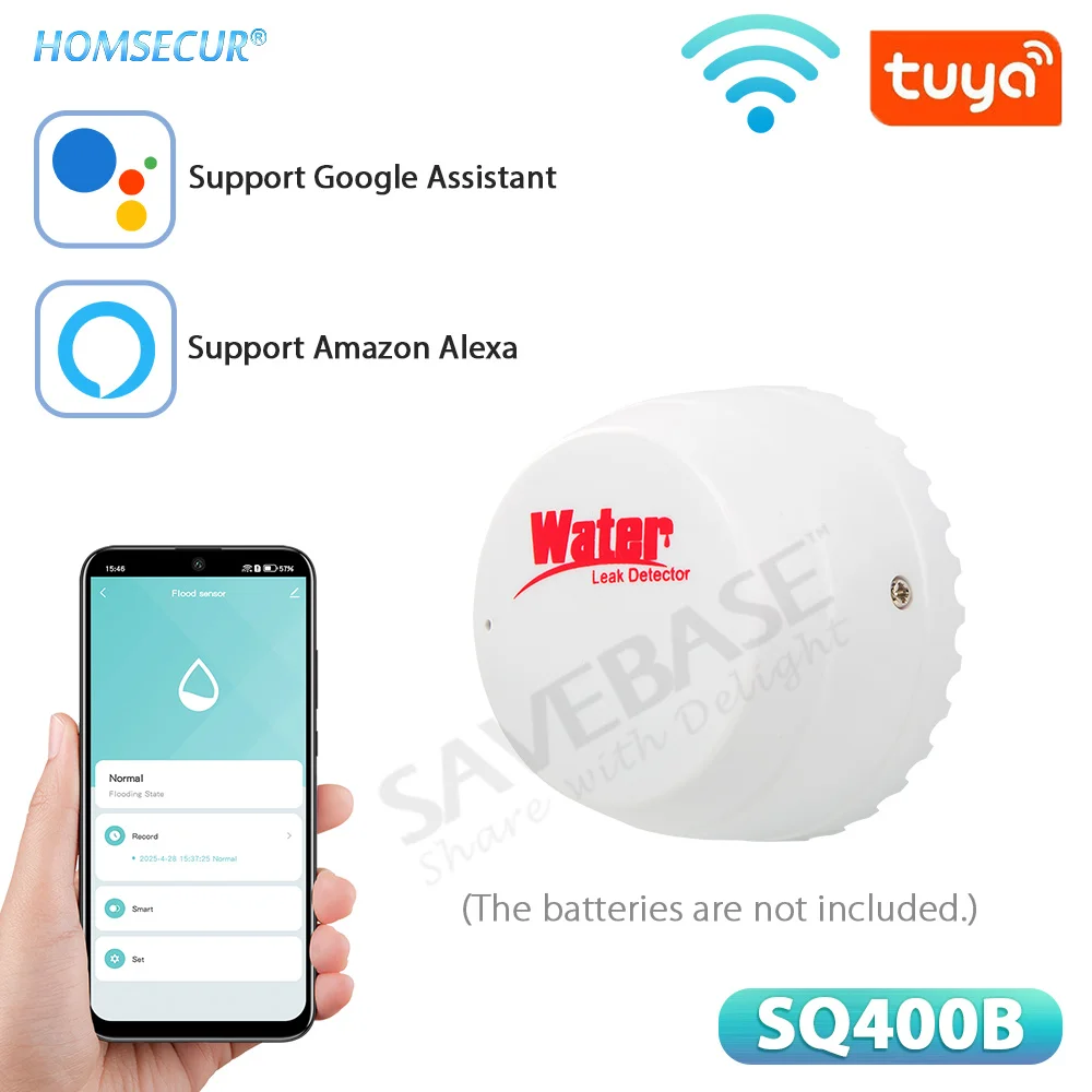 Tuya WiFi كاشف تسرب المياه مستشعر الفيضانات الحياة الذكية APP مراقبة عن بعد تنبيه الفيضانات تجاوز الأمن مع Alexa Google