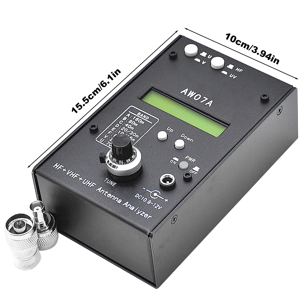 أداة قياس هوائي HF/VHF/UHF AW07A 1.5-470MHZ 160 M HF + أداة قياس محلل هوائي SWR مع 1.0 إلى 9.99 SWR لراديو لحم الخنزير