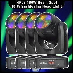 4Pcs/lot 180W Beam Spot Moving Head Light With 7 Pattern 18 Prisms DMX DJ Disco Club Wedding Party Wedding Stage Lighting Effect