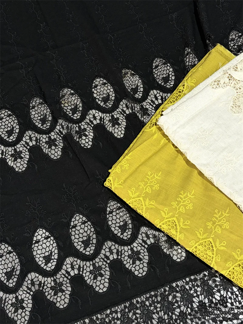New hemp-cotton single-sided positioned hollow embroidery fabric,for women's clothing,dresses,sewing fabric accessories