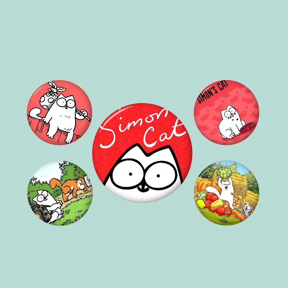 Cartoon S-Simon's Cat Film Tinplate Pin Button Custom Anime Role Old-school Brooch Cartoon Collar Badge Jewelry Gift Fans