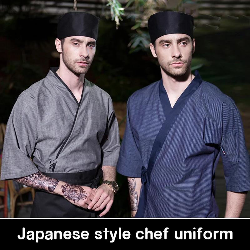 Japanese Chef Uniforms Restaurant Cuisine Sushi Chef Jackets Chef Kimono Kitchen Cook Coat Waiter Overalls Cuisine Shirt Tops