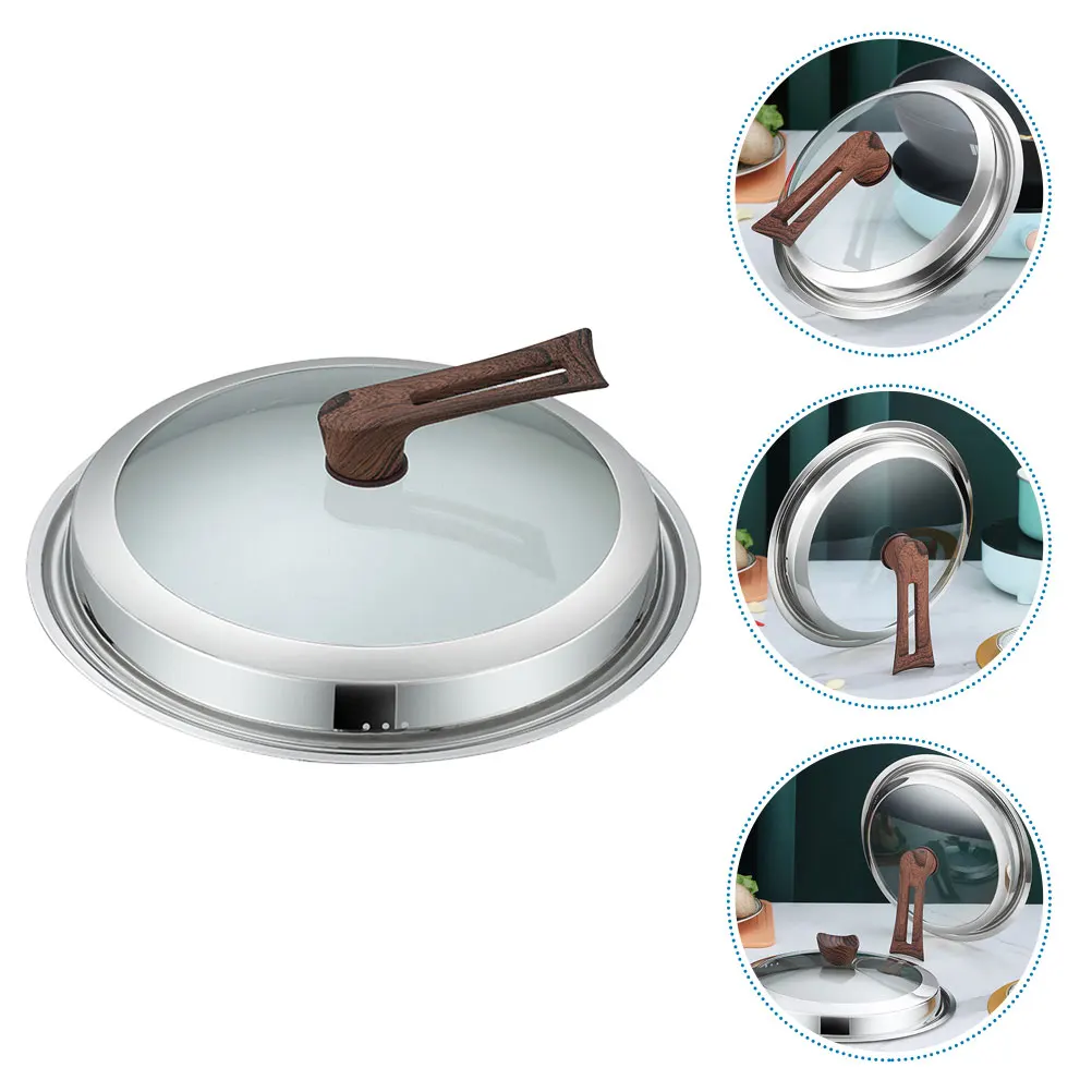 

Anti Spill 30cm Pot Lid Stainless Steel Wok Cover Glass Pan Lids Cookware Kitchen Utensils Stovetop Accessories