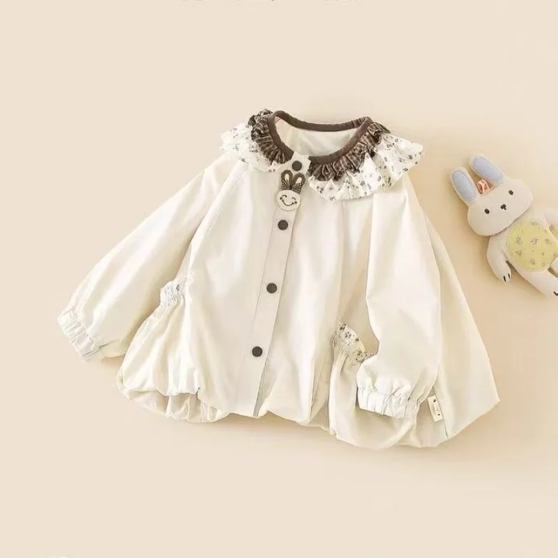 

Girl's Spring Autumn Jacket Children's Casual Sweet Lace Trim Coat New Style Kids Baby Fashion Outerwear