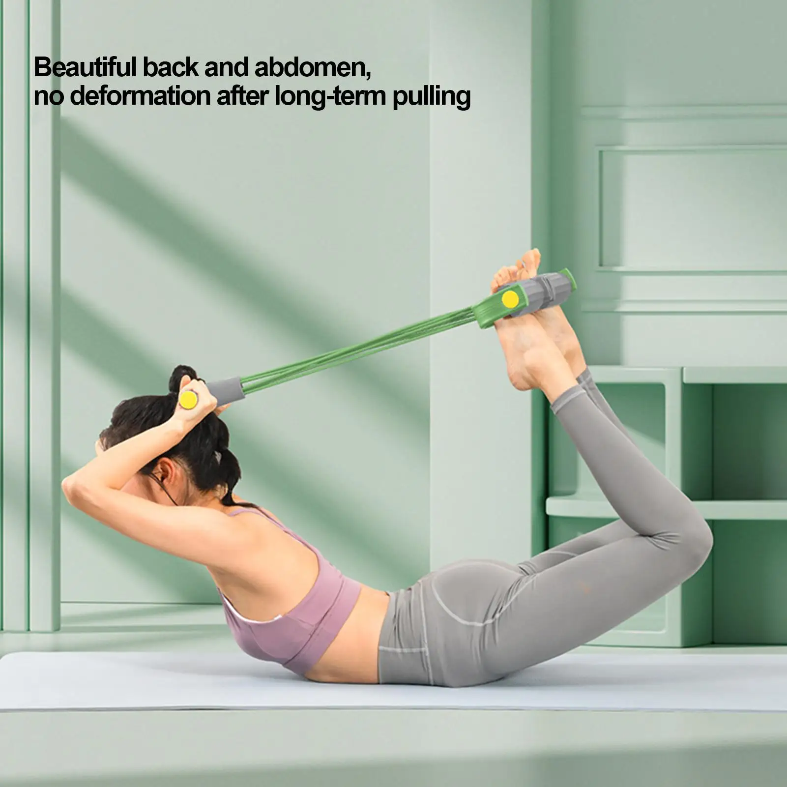 Foot Pedal Resistance Band 4-Tube Pedal Tension Rope Yoga Elastic Pull Rope Fitness Sit-up Exercise Equipment for Home Gym