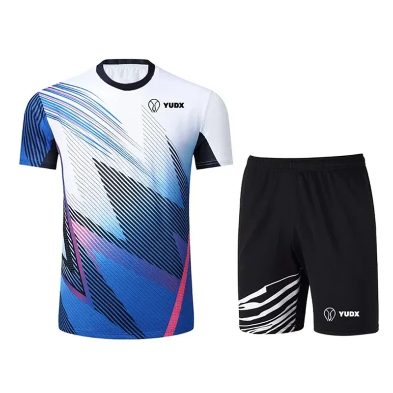 

Yudx Brand Men's and Women's Badminton Wear Tennis Wear Sports Geometric Design Breathable Fast Drying Round Neckoversizdt-Shirt