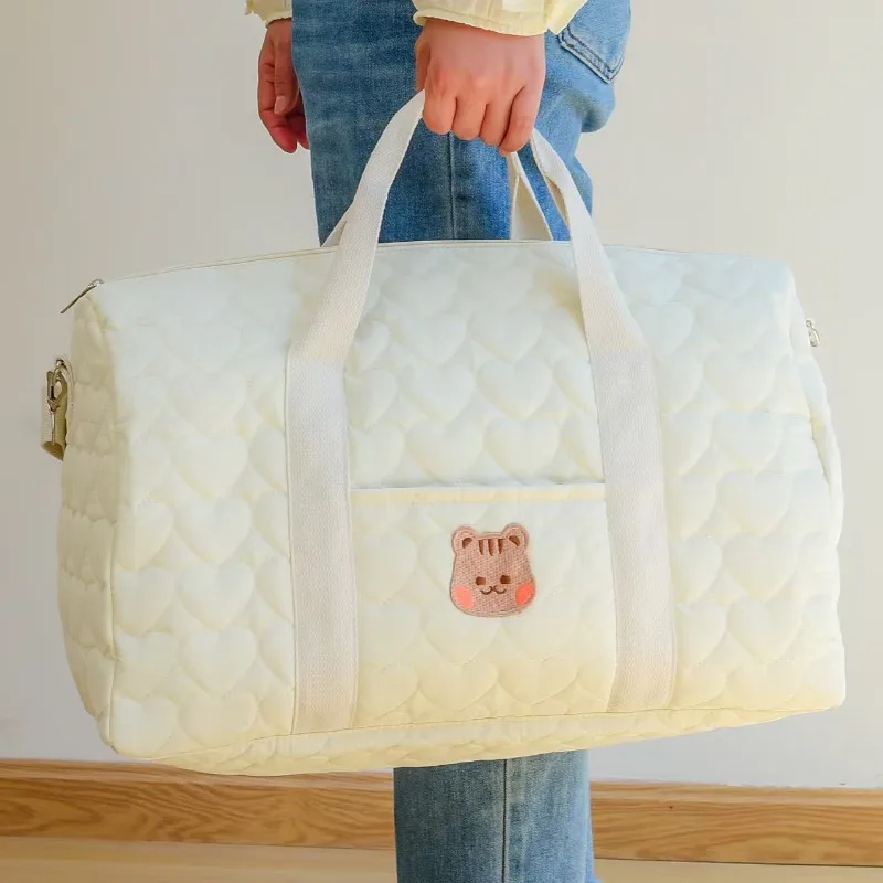 

Korean Style Pattern Tote Bag Large Capacity Boston Diaper Bag for Moms Multi-functional Shoulder Crossbody Messenger Bag