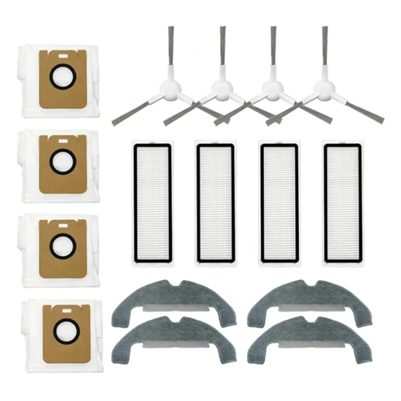 A83G-16 Piece Side Brush Hepa Filter Mop Cloth Rag Dust Bag As Shown Vacuum Cleaner Parts For Dreame Bot D9 Plus RLD11GD Robot V