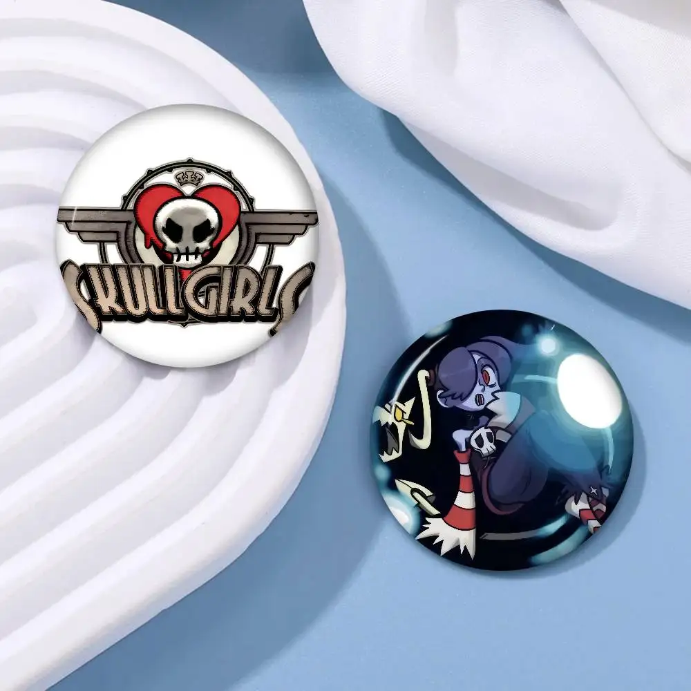 Game s-s-Skullgirls logo   Cute Anime Figure Icon Badge Handmade Tinplate Brooch For Backpack Clothes Chest Ornament Gifts