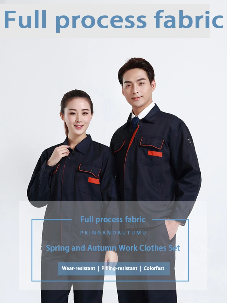 

Men's Long Sleeve Work Overalls Durable Autumn Spring Uniform for Auto Repair Workshop Abrasion Resistant Mechanic Safety Wear