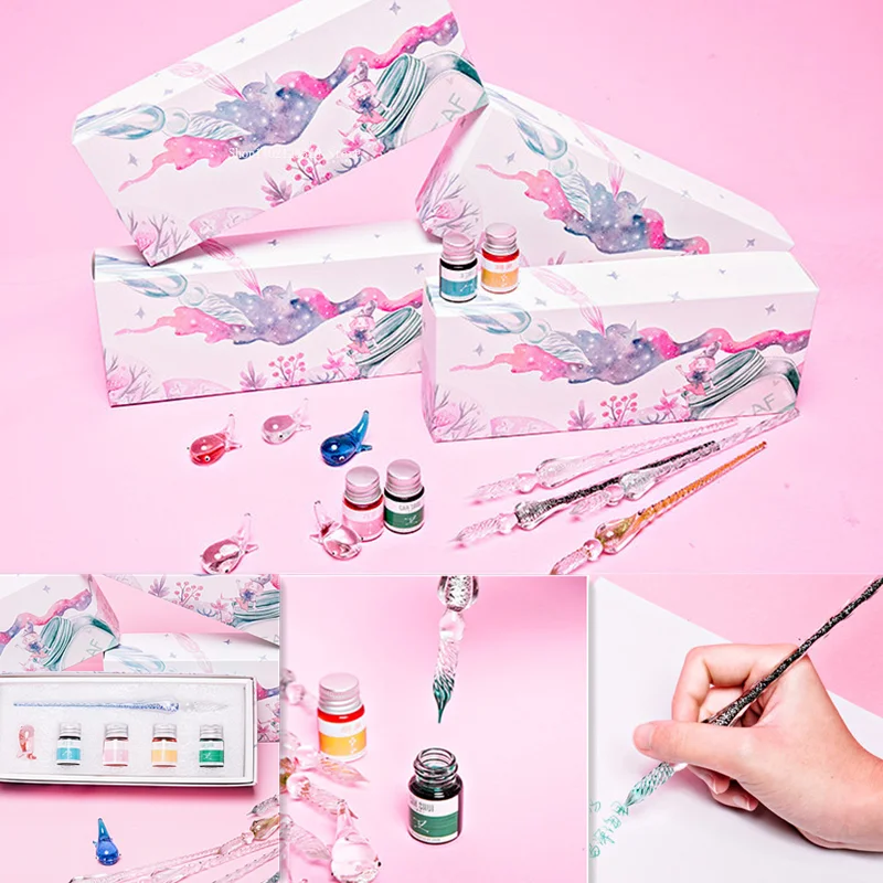 

Набор подарочных коробок 7 стилей, ручка из витражного стекла «сделай сам», Студенческая ручка с крючком, ручка с крючком, креативная стеклянная ручка в старинном стиле