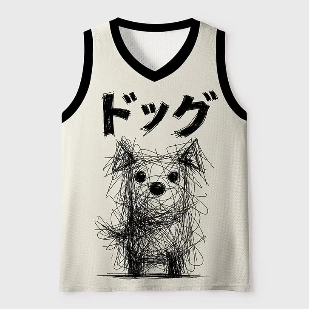 Harajuku-Tanktop im japanischen Stil mit 3D-Druck von Tieren, V-Ausschnitt, atmungsaktiv und schnelltrocknend, modische Outdoor-Sportbekleidung für Herren – Detail 4