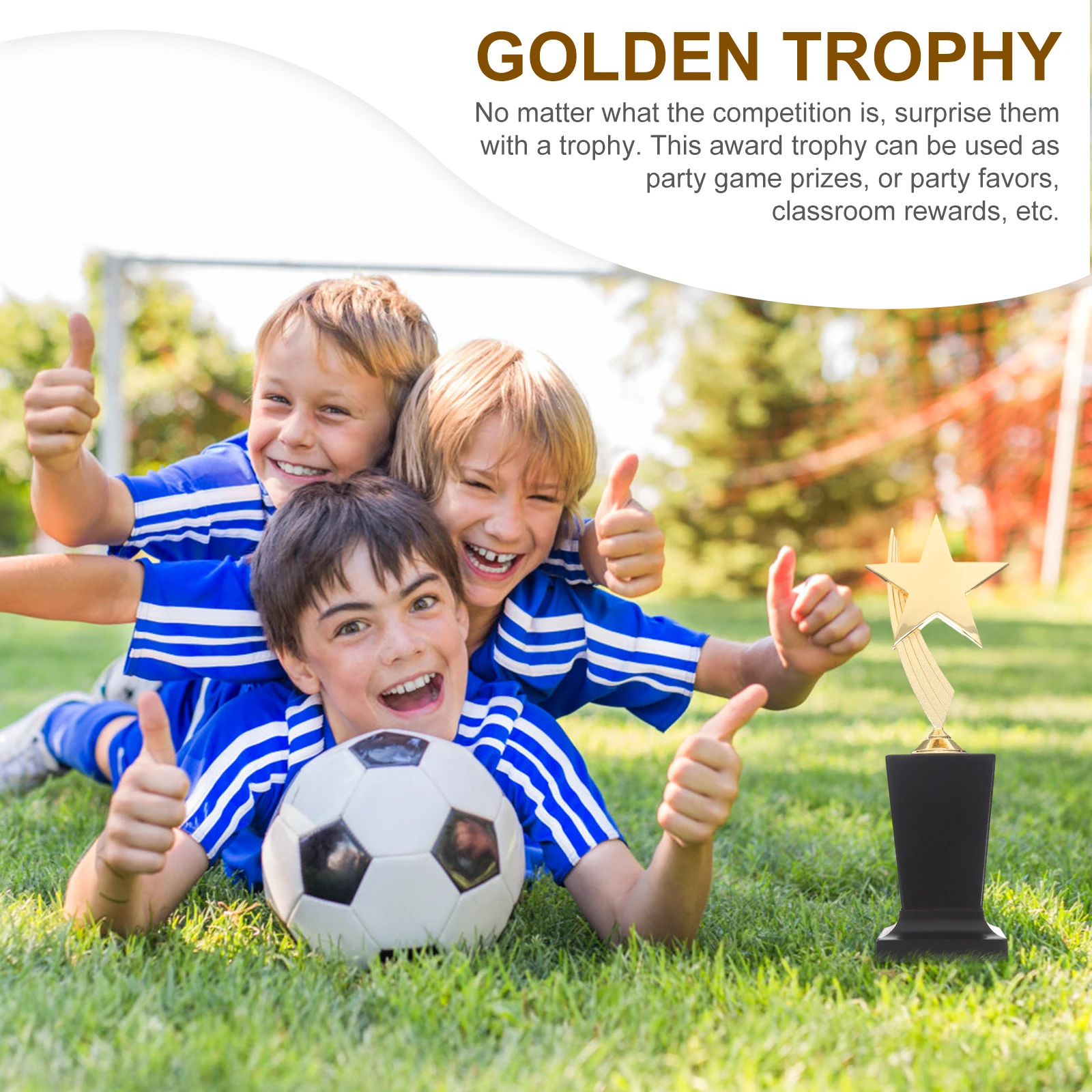 

1 шт., трофей с золотой звездой, смоляный приз, идеально подходящий для спортивной церемонии, вечерние игры, классные награды, золотой приз, трофей