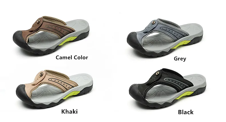 Sommerliche, atmungsaktive Herren-Sandalen aus weichem Echtleder, bequeme Herren-Hausschuhe, flache Herren-Flip-Flops, Outdoor-Römersandalen für den Strand – Detail 4