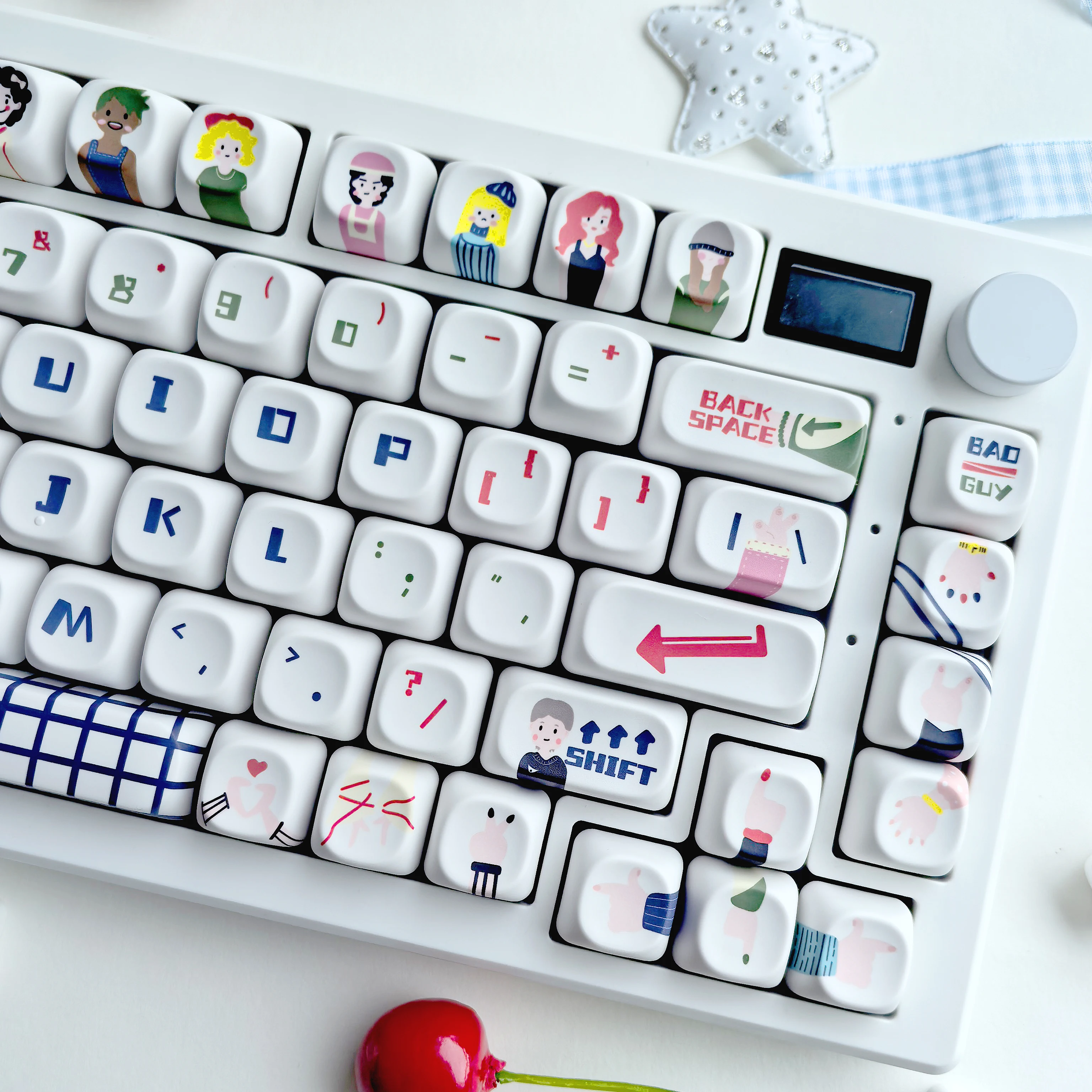 MAIMOOO Keycaps Large Characters Korean Russian Simple White Parallel World Us (Moa Cherry Pbt) Personalized Keyboard Keycaps