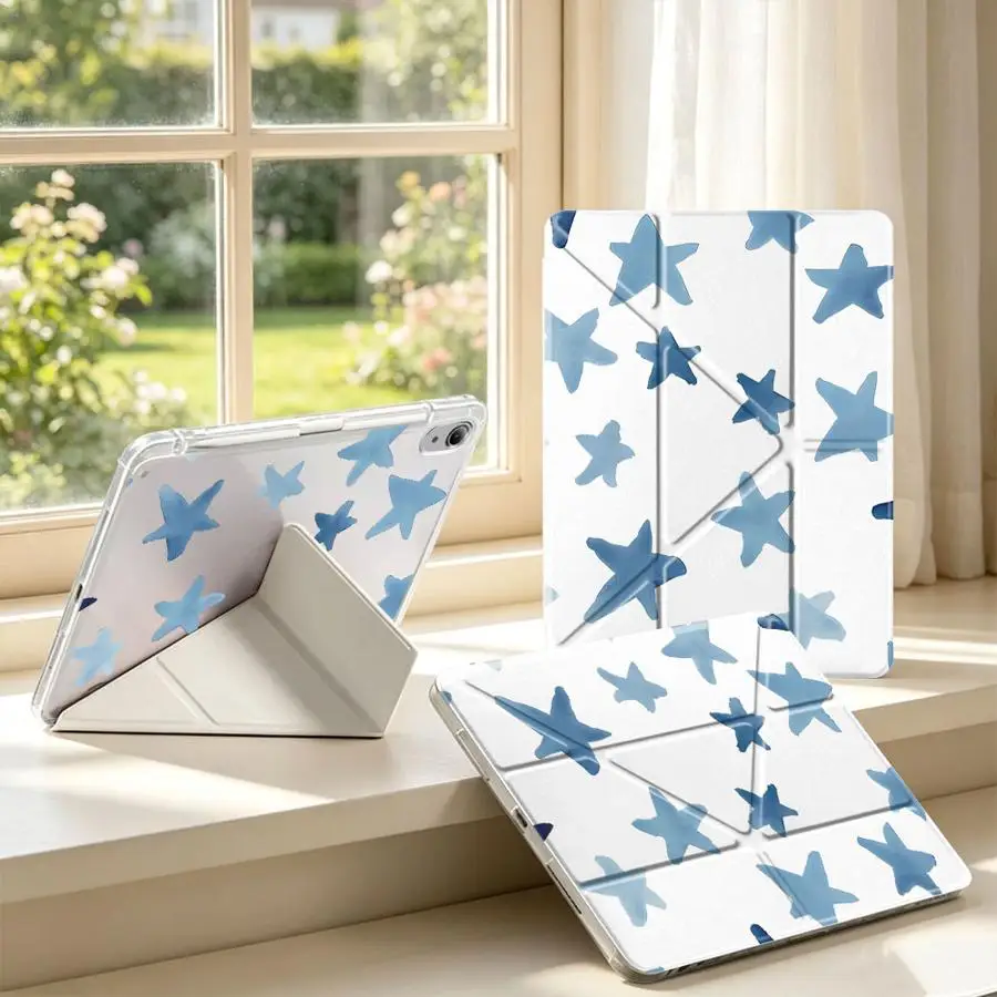 Stars Pattern Tablet Case For Samsung Galaxy Tab S9 Plus A8 S7 FE S8 A11 A9 Plus S10 Lite With Pen Slot Cover