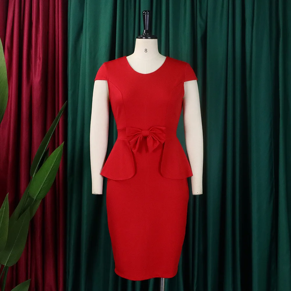 

2026 Solid Sexy Plus Size Sheath Dress Women Short Sleeve Large Big Dresses Summer Lady Slim Party Tight Curvy Dress
