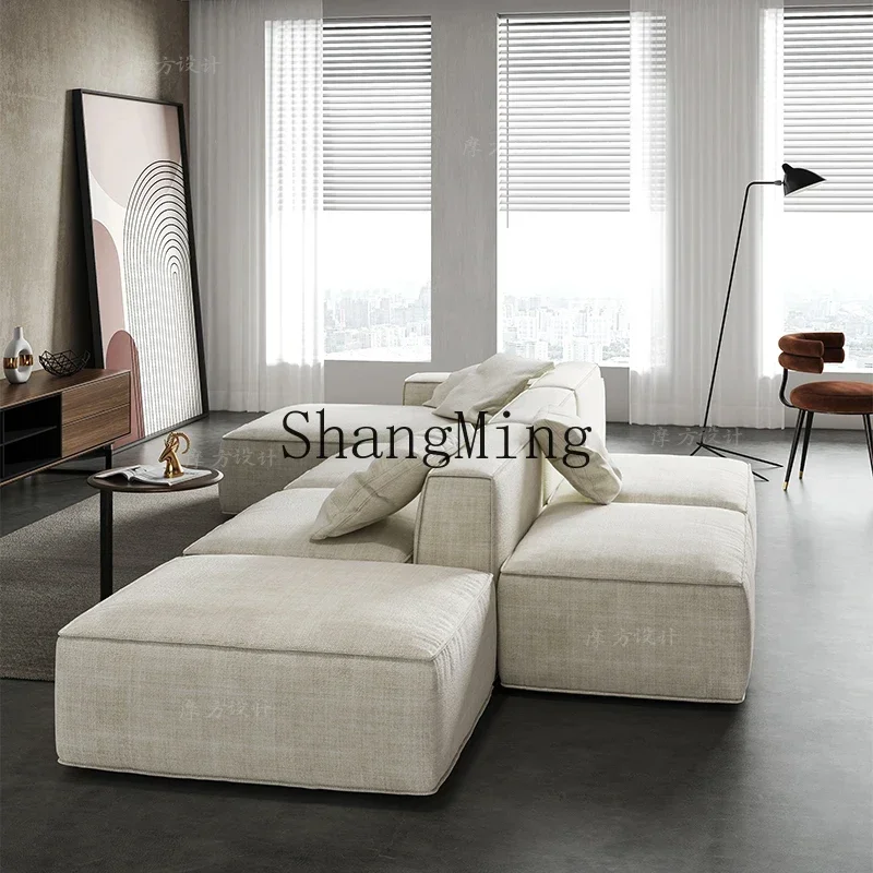 ZZJ simple double-sided sitting tofu block fabric sofa large apartment square cotton and linen combination corner latex sofa