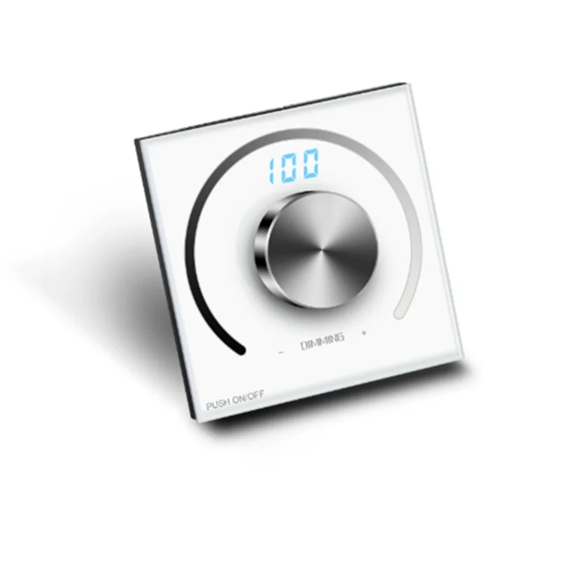 JABS-LED シングルストリップ調光器 DC 12V-24V 5050 2835 ストリップライト壁パネル調光器ロータリーノブ制御 0-100 輝度表示