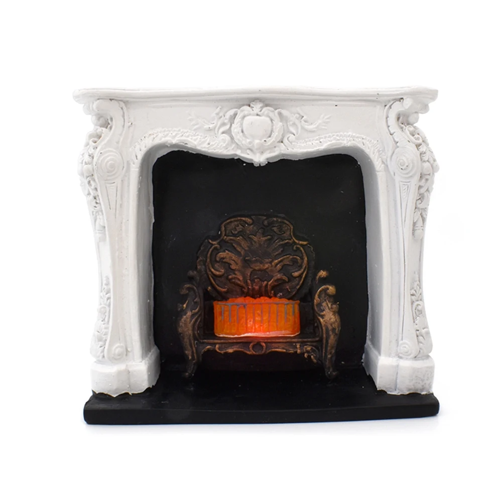 1:12 Mini Fireplace with Bright Light Miniature Furniture for Doll House Simulation Furniture Accessories