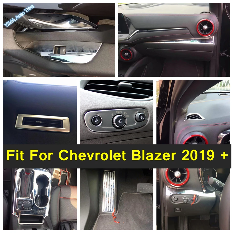 

Head Lights Button / Center Console Dashboard Panel / Foot Pedal Cover Trim Silver Accessories For Chevrolet Blazer 2019 - 2023